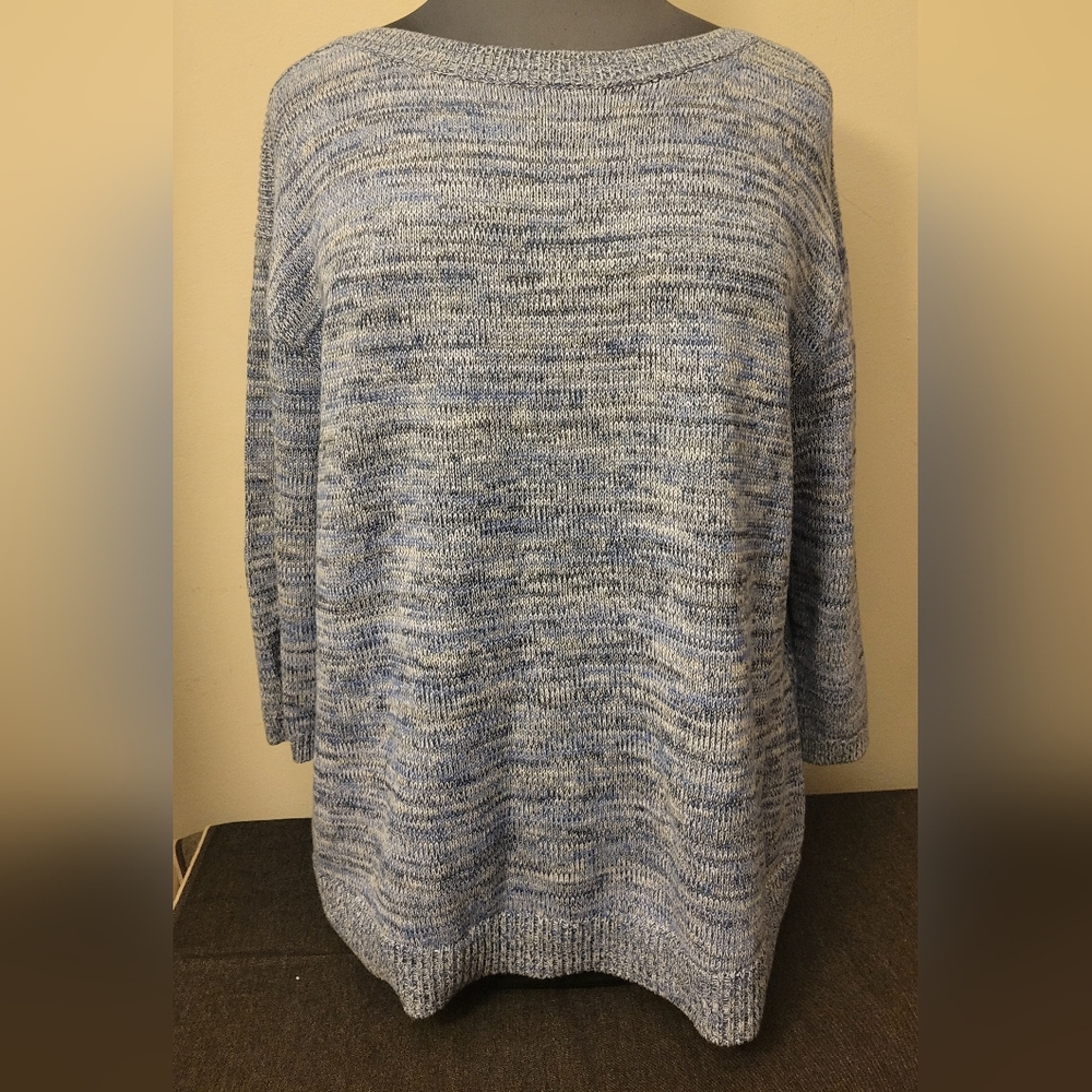 Karen Scott Women's Blue Heathered BoatNeck Sweater